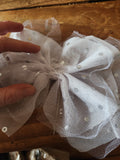 "Tutu Fabulous" Straw Clutch - Natural/white silver bow