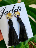 "Xenobia" Tassel Earrings - Black Tassels
