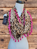 "Zuma" Infinity Wrap - Bright Pink tassels