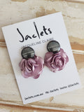 "Parisian" Earrings : Mini - Silver/Mauve