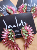 "Angel Wings" Earrings - Pink/Green