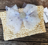 "Tutu Fabulous" Straw Clutch - Natural/white silver bow