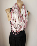 "Orchids" Infinity Wrap - Dusky Mauve-Pink tassels