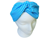 Luxe Turbana Headband - Aqua + White Stripe