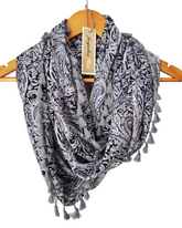 "Palomar" Infinity Wrap - Grey tassels