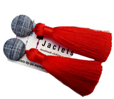 Denim + Red Tassel Earrings
