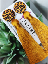 Cheetah + Mustard Tassel Earrings