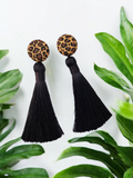 Black + Cheetah Tassel Earrings