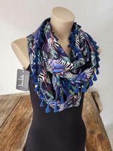 "Tanzania" Infinity Wrap - Navy blue tassels