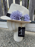 Oatmeal "Fifi" Trilby Hat: Grey flowers
