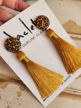 Cheetah + Mustard Tassel Earrings