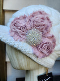 "Snow Blossoms" Knit Hat - Milk White