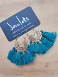 "Khalifa" Tassel Earrings - Dark Spearmint