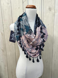 "Bettina" Infinity Wrap - Black tassels