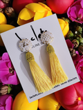 "Honeycombe" Tassel Earrings - Yellow
