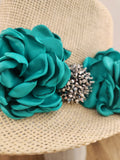 "Maison zrose" Hat: Wide Brim - Beige/Spearmint