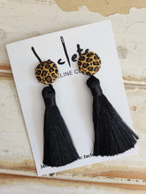 Black + Cheetah Tassel Earrings