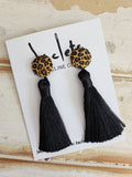 Black + Cheetah Tassel Earrings