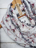 "Orchids" Infinity Wrap - Grey tassels
