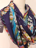 "Feathers" Infinity Wrap - Navy