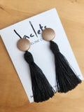 "Gold Daze" Tassel Earrings - Black