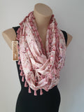 "Edithe" Infinity Wrap - dusky pink tassels