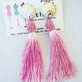 "Honeycombe" Tassel Earrings - Soft Pink