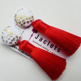 "Honeycombe" Tassel Earrings - Red