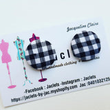 Black + White Check Fabric Studs