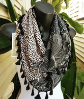 "Bettina" Infinity Wrap - Black tassels