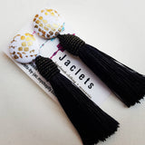 "Honeycombe" Tassel Earrings - Black