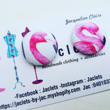 "Pink Flamingo" Fabric Studs