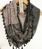 "Bettina" Infinity Wrap - Black tassels