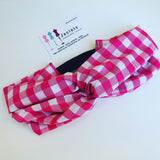 Luxe Turbana Headband - Raspberry + White Gingham