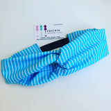 Luxe Turbana Headband - Aqua + White Stripe