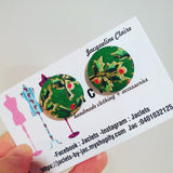 "Holly Berries" fabric studs - Green