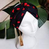 Luxe Turbana Headband - "Red Hearts"