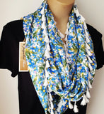 "Phoebe" Infinity Wrap - White tassels