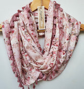 "Edithe" Infinity Wrap - dusky pink tassels