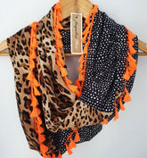 "Bronx" Infinity Wrap - Neon Orange tassels