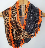 "Bronx" Infinity Wrap - Neon Orange tassels