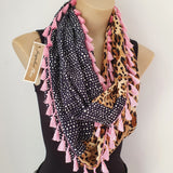 "Bronx" Infinity Wrap - Pink tassels