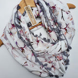 "Orchids" Infinity Wrap - Grey tassels