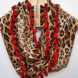"Zuma" Infinity Wrap - Deep red tassels