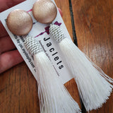 "Gold Daze" Tassel Earrings - White