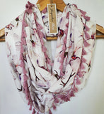 "Orchids" Infinity Wrap - Dusky Mauve-Pink tassels