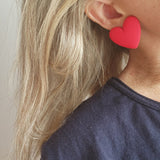"Love Always" Heart Earrings - Red