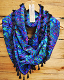 "Opal Stone" Infinity Wrap - Black tassels