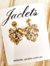 "Marbled Monstera" Earrings - Mustard