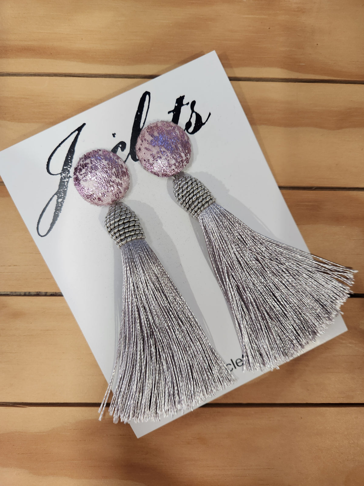 "Ethereal" Tassel Earrings - Soft Grey